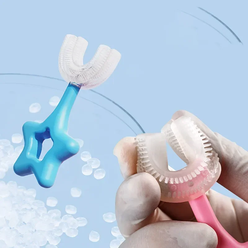 Solid Silicone Training 360 Toothbrush for Boys Girls Baby Kids Soft U-shaped Newborn Teeth Whitening Teethers Health Cleaner