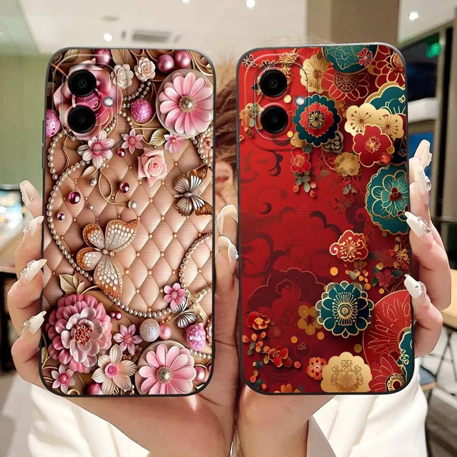 Beautiful Floral Phone Case - Soft Silicone Shockproof Cover with Bumpers