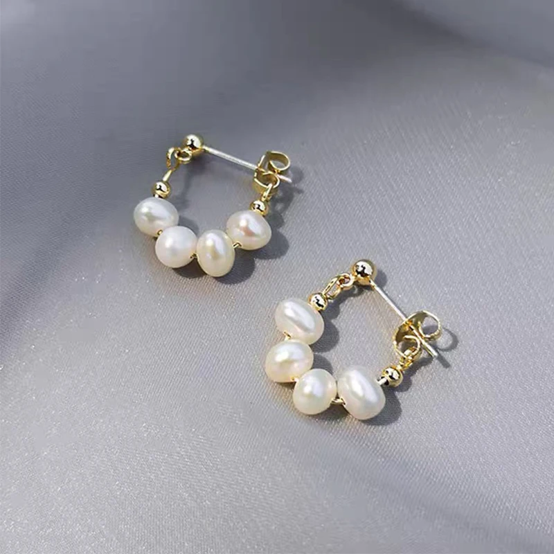 Pendientes Huggies De Perlas Barrocas Naturales Para Mujer Y Niina, Joyeria De Fiesta Simple Europea, Moda Coreana Nuevo