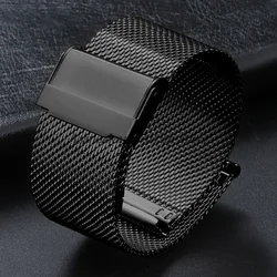 Elegant Milanese Mesh Stainless Steel Watch Band - Metal Strap Replacement, 0.6mm Thickness - 18mm (Black)