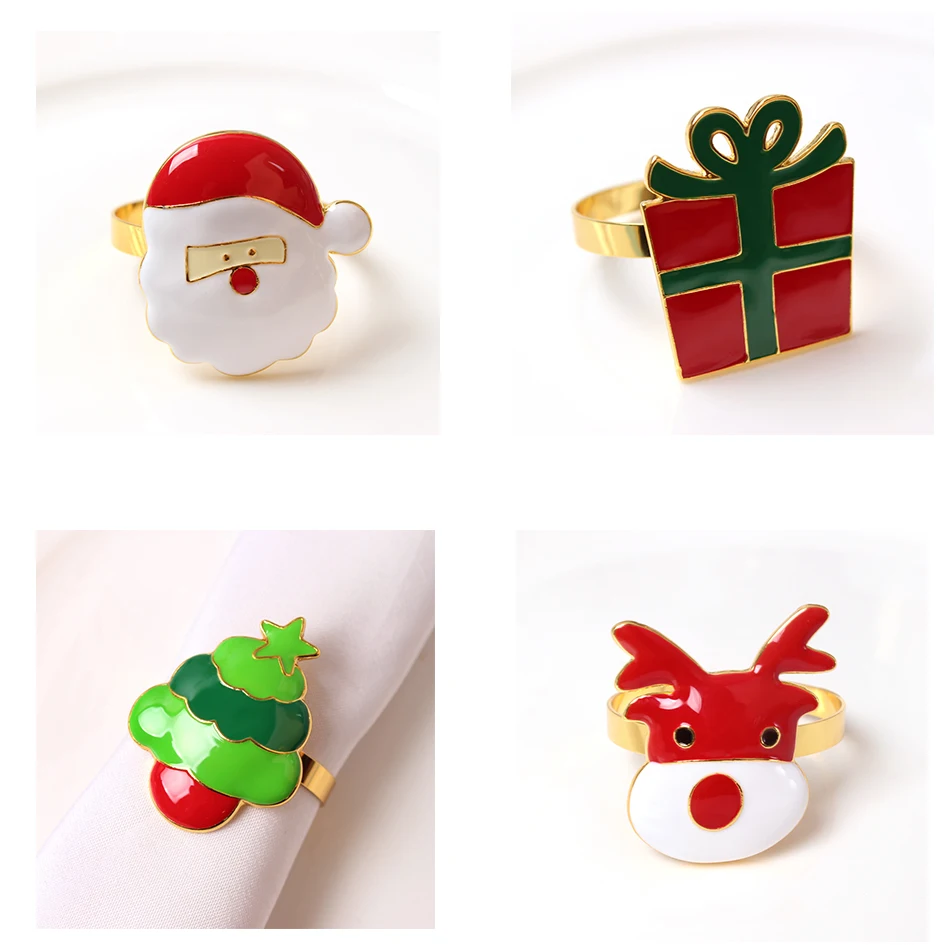 ABOOFAN 4er Set Nussknacker Serviettenringe - Rustikale Weihnachtsdeko Für Tischdekoration