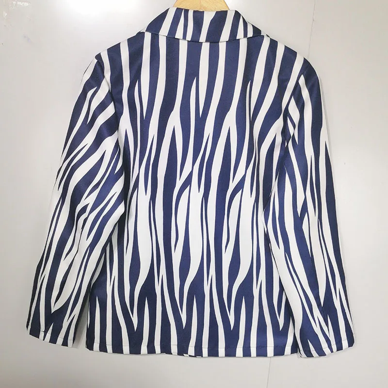 Women's Coat Fashion Office Lady Zebra Double Breasted Lapel Commuting Jacket 2023 Spring Autumn New Loose Long Sleeve Coats