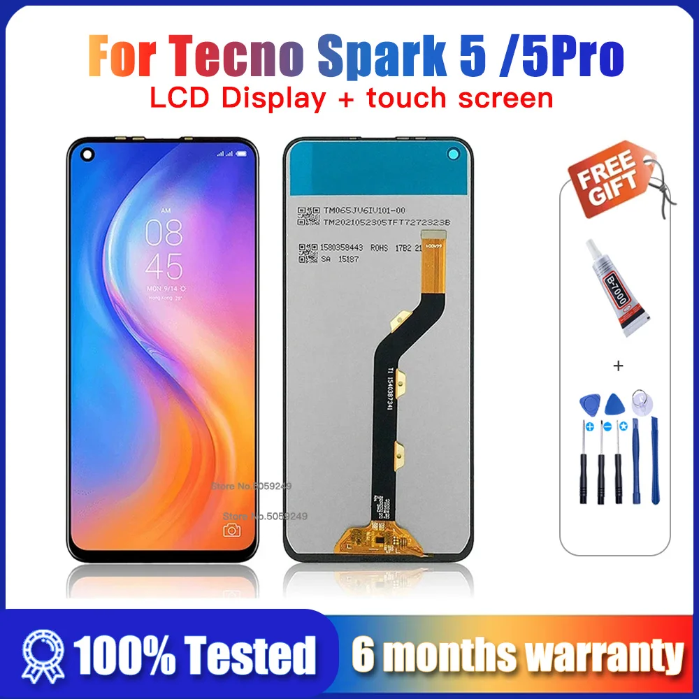 

6.6" Original For Tecno Spark 5 Pro KD7 LCD Display Touch Screen Digitizer Assembly For Tecno Spark 5 KD7h KD7s LCD Replacement