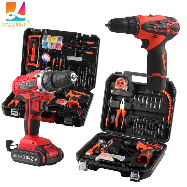Professional Tools Set Drill Toolkit Electrician Woodwork Combination Toolbox Repair Tool Kit Full Set Complete Drill Tool Box 1
