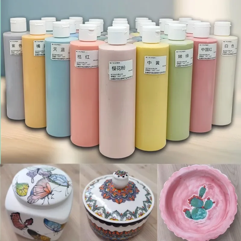 500ml 24 Color Pottery Medium Temperature Concentrated Underglaze Color Pigments DIY Ceramic Painting Crafts Hand Coloring