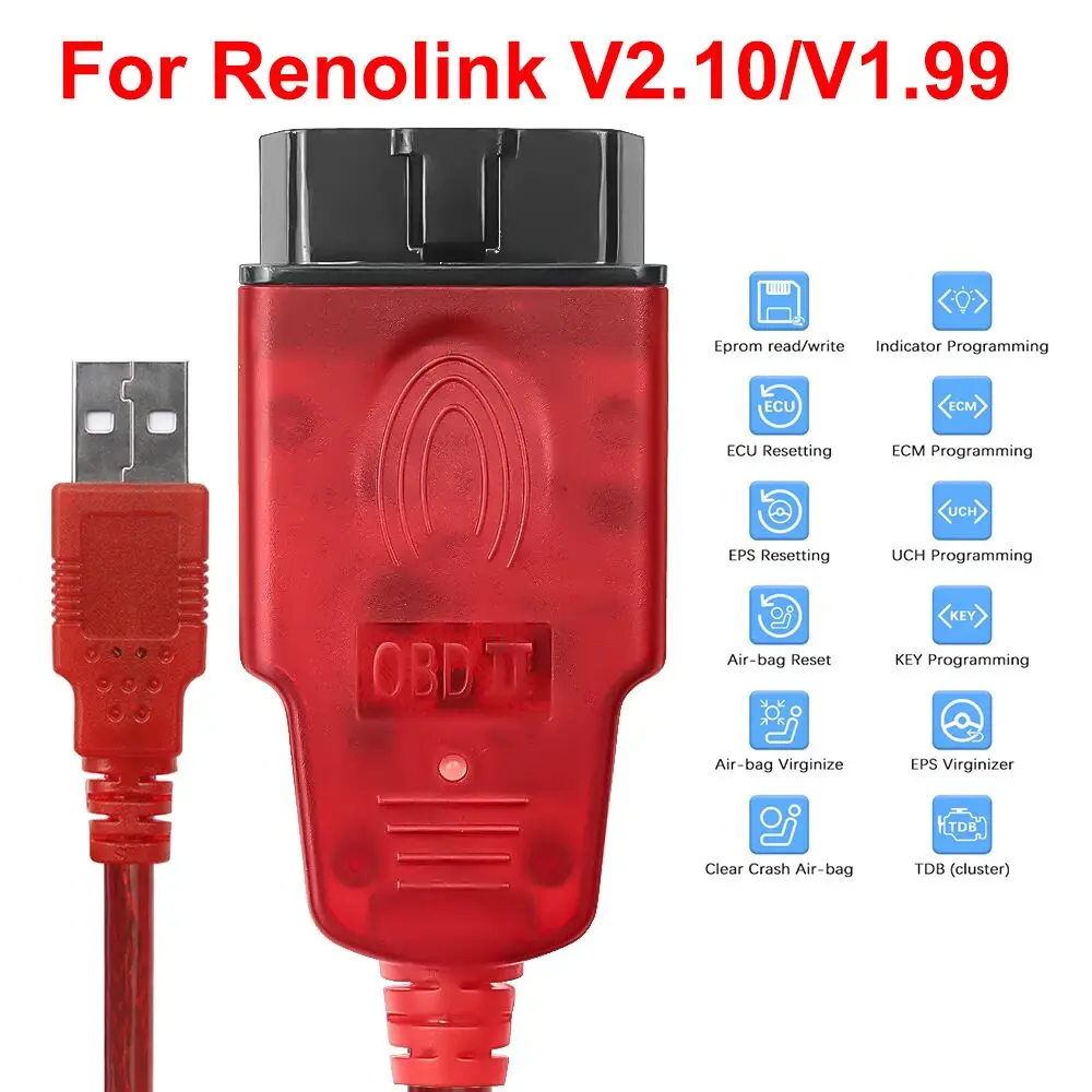 Car Diagnostic Cable Renolink V2.10 OBD2 Cable for Renault Renolink V1.99 Upgraded ECU Programmer