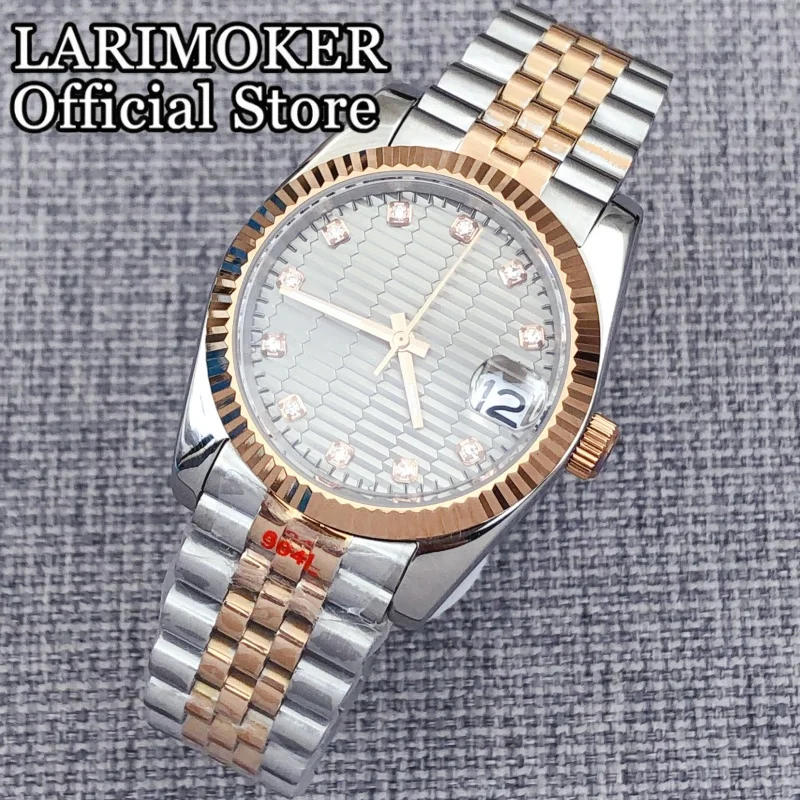LARIMOKER 36 mm/39 mm Saphirglas Edelstahl zweifarbiges Roségold-Uhrengehäuse Herren NH35 automatische mechanische Taucheruhren – Detail 1