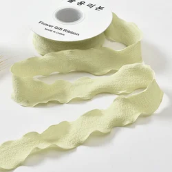Handmade Wrinkled Lace Edge Ribbon for Gift Wrapping and Floral Decorations - 10 Yards (Creamy green)