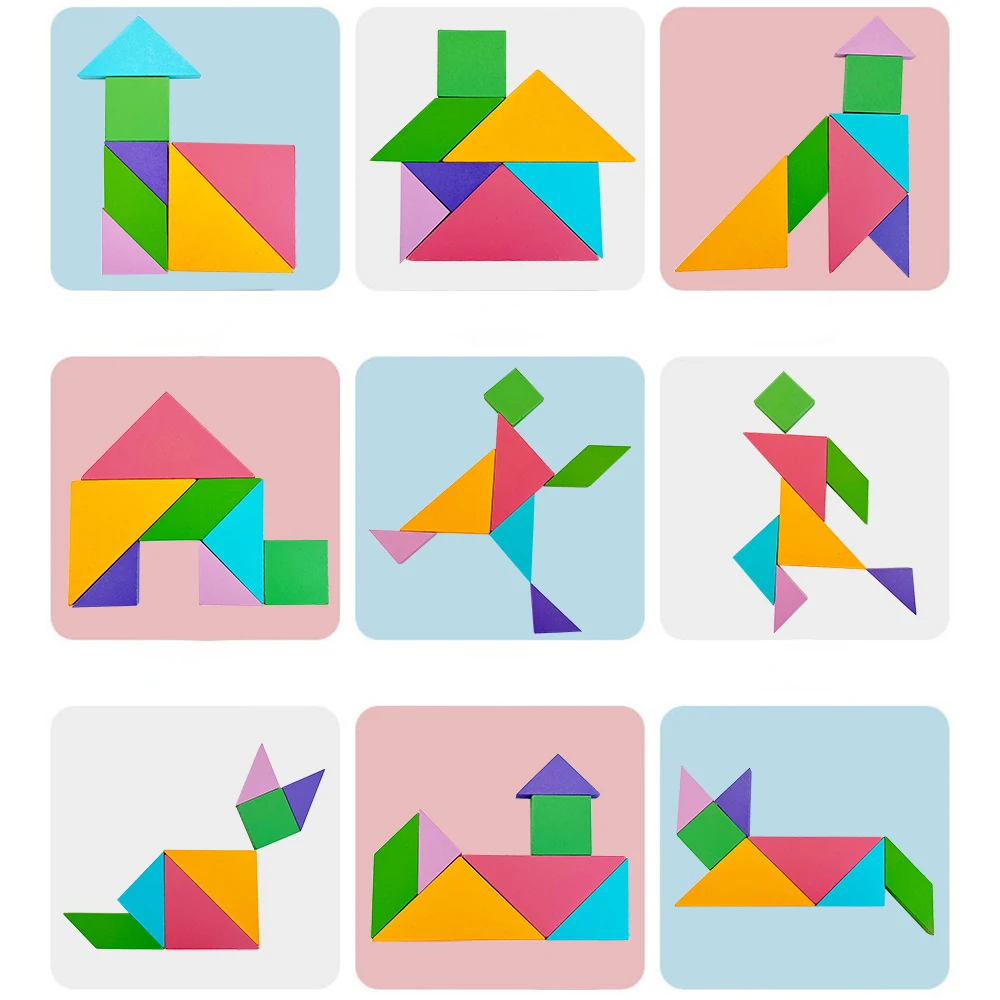 Hot Magnetic 3D Puzzle Geometric Shapes Tangram Jigsaw Board Kids Montessori Games Children Educational Wooden Toys 5