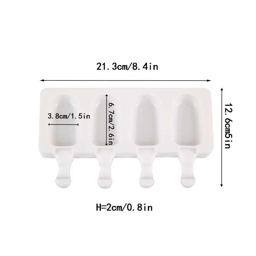 4 Cells Oval Silica Gel Mold Silicone Ice Cream Mold Popsicle Mould DIY  Ice Pop popsicle manufacturer ice tray Cake Baking Tool