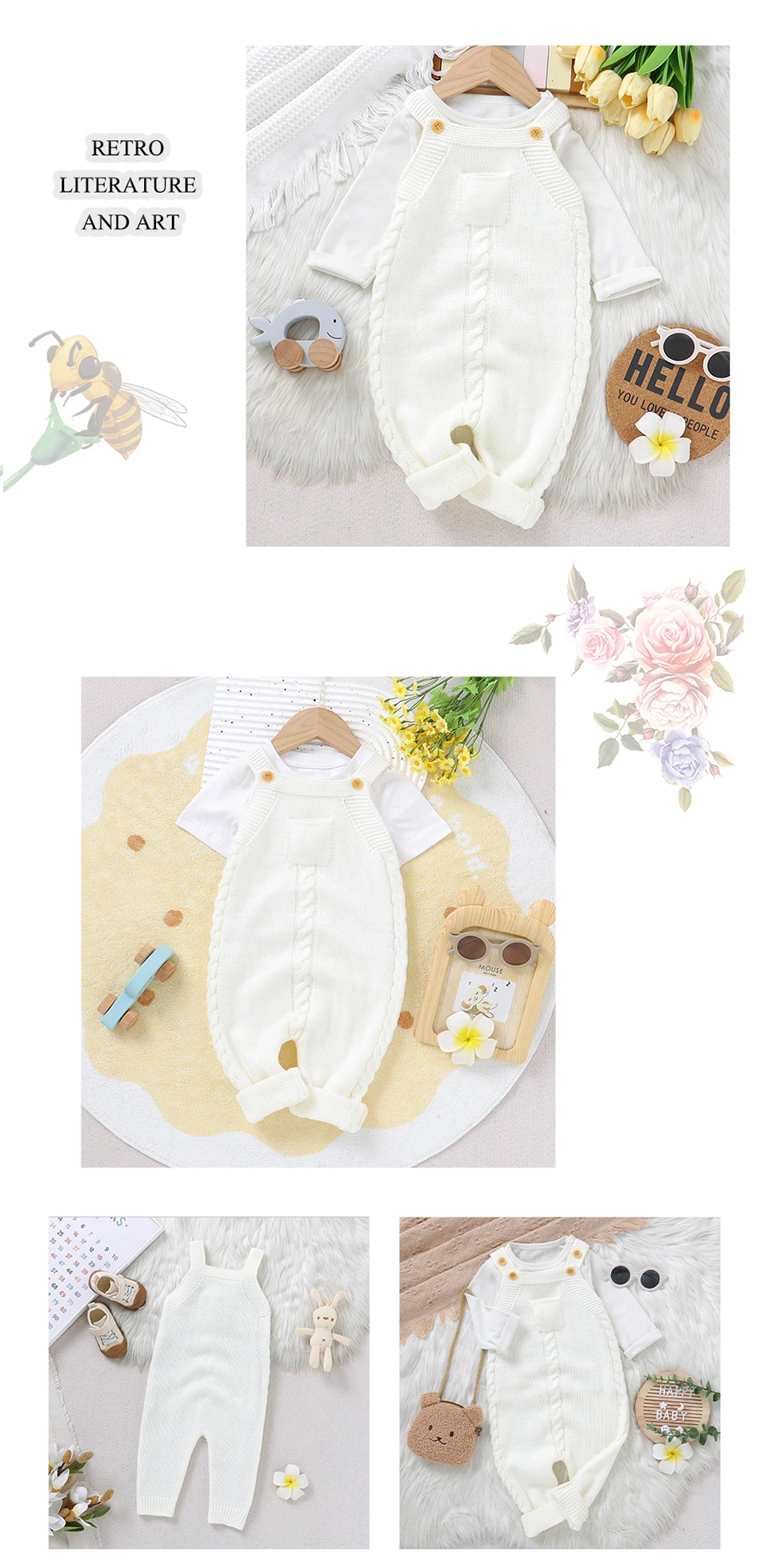 Baby Ärmellose Strampler Kleidung 0-18m Solide Ein Stück Gestrickte Neugeborene Mädchen Overalls Playsuits Infant Kleinkind Overalls Outfits – Detail 8