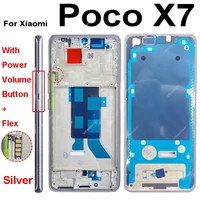 LCD Middle Frame Housing For Xiaomi Poco X7 X7Pro Middle Frame Holder Cover With Volume Power Key Replacement Repair Parts 6