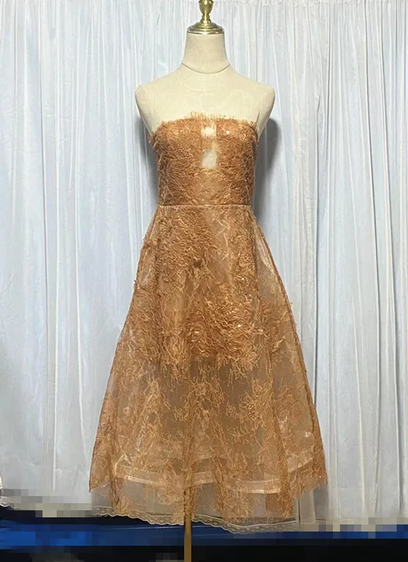 Korean Style 3D Flower Sequin Lace Strapless Dress Elegant Multi-color Mesh Long Dresses Women 2025 New Spring Summer A7877