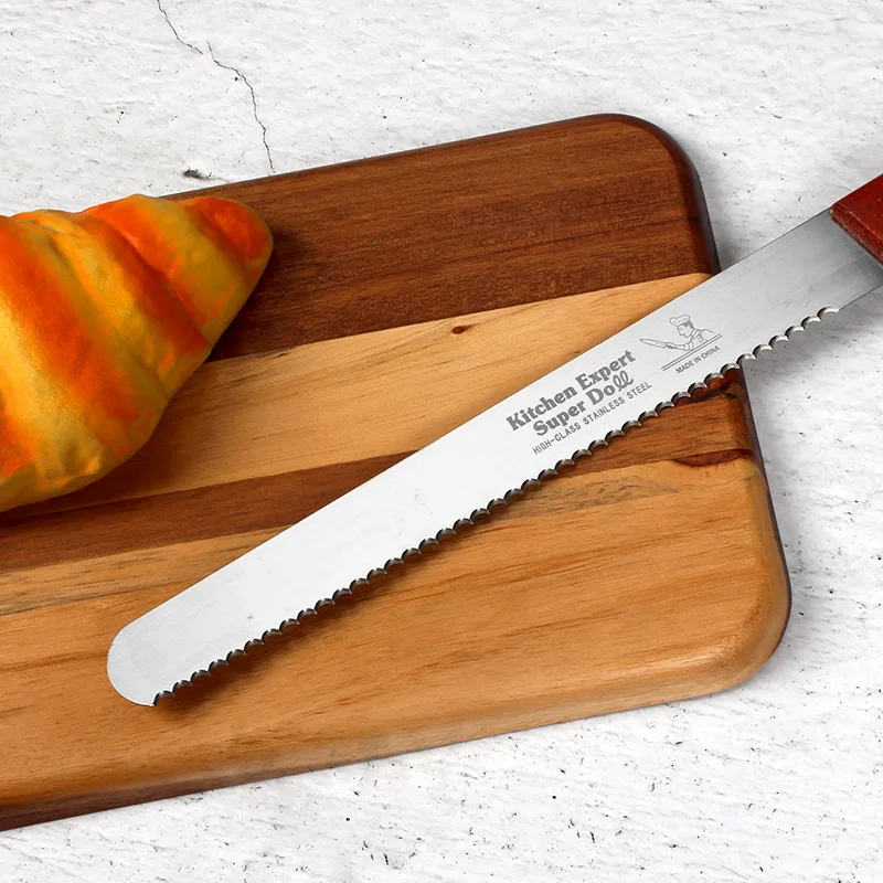 10/12/14 Inch Stainless Steel Serrated Bread Knife Wooden Handle Slicing Knives Toast Cake Slicer Kitchen Pastry Biscuit Cutter baking tool,baking accessories,bread cutter