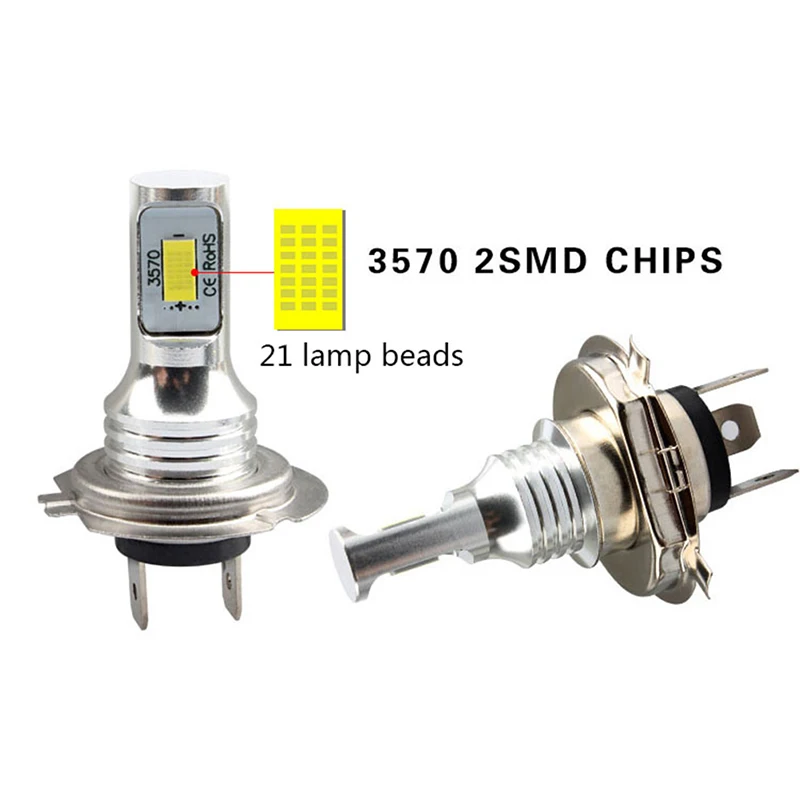 H7 Led Canbus Headlight H7 Led Lo Beam Bulbs 6000K IP 68 CSP 3570 LED Chips