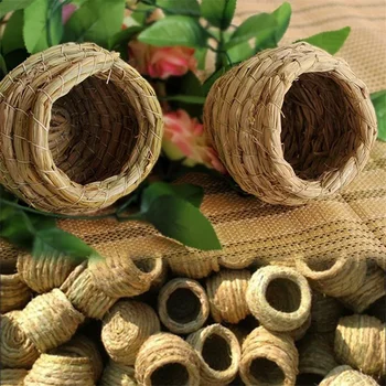 Nido per Uccelli in Paglia Naturale Intrecciato a Mano, Accogliente Cuccia per Piccioni e Pappagalli, Camera Calda per Animali Domestici, Decorazione per Gabbie da Esterno, Accessori per Uccelli