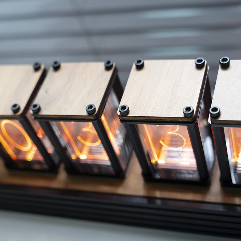 Nixie Glow Tube Clock Wood DIY Table Clock Electronic Desktop Clocks RGB Silent Digital Watch Decoration Gift