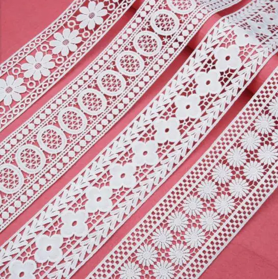 

Белая молочная шелковая вышивка, полые кружевные отделки, 10 ярдов/рулон, новинка 2022
