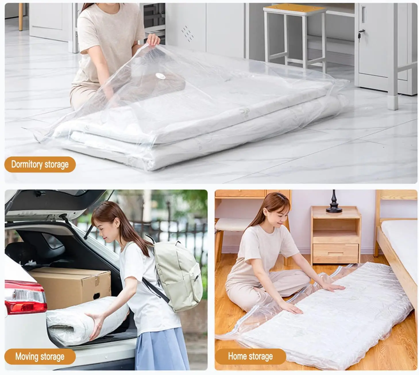 Mattress Vacuum Storage Bag Zippered Mattress Bag  for Memory Foam Mattress Moving Shipping Storage 5