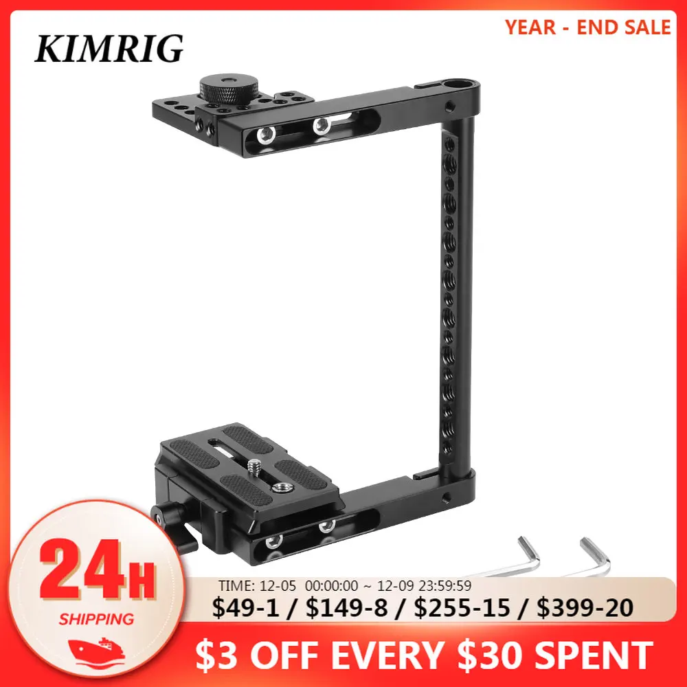 Universal Eos R5 Simple Half Camera Cage Rig Con Piastra Di Base A Sgancio Rapido Manfrotto 1/4 "-20 Perno Di Montaggio Per Canon Nikon Sony