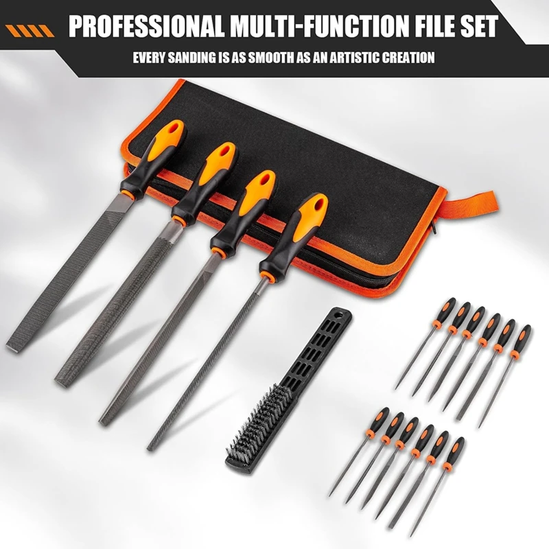 17-Piece Metal File Set, Upgraded Half-Wheeler, Angle, Round, Flat And Needle Files For Plastic And Wood Projects
