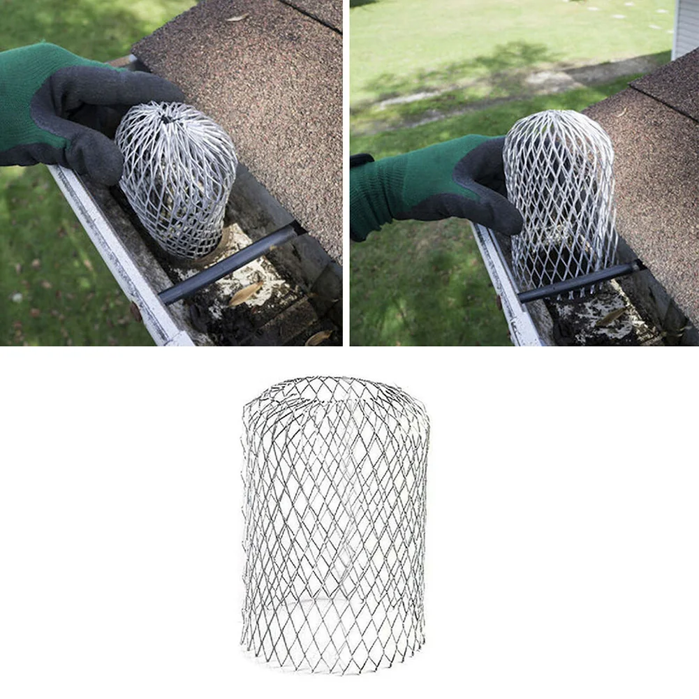1pc Pipe Strainer Mesh Cover Metal Mesh Guards Gutter for Leaf Debris Mud Trap Drain Pipe Cover Downpipe Protection