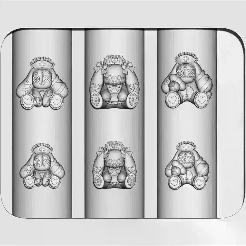 Cartoon Cute Lace Bow Rabbit Silicone Nail Molds Transparent Carving Nail Template Manicure Design Tool DIY Nail Art Decoration