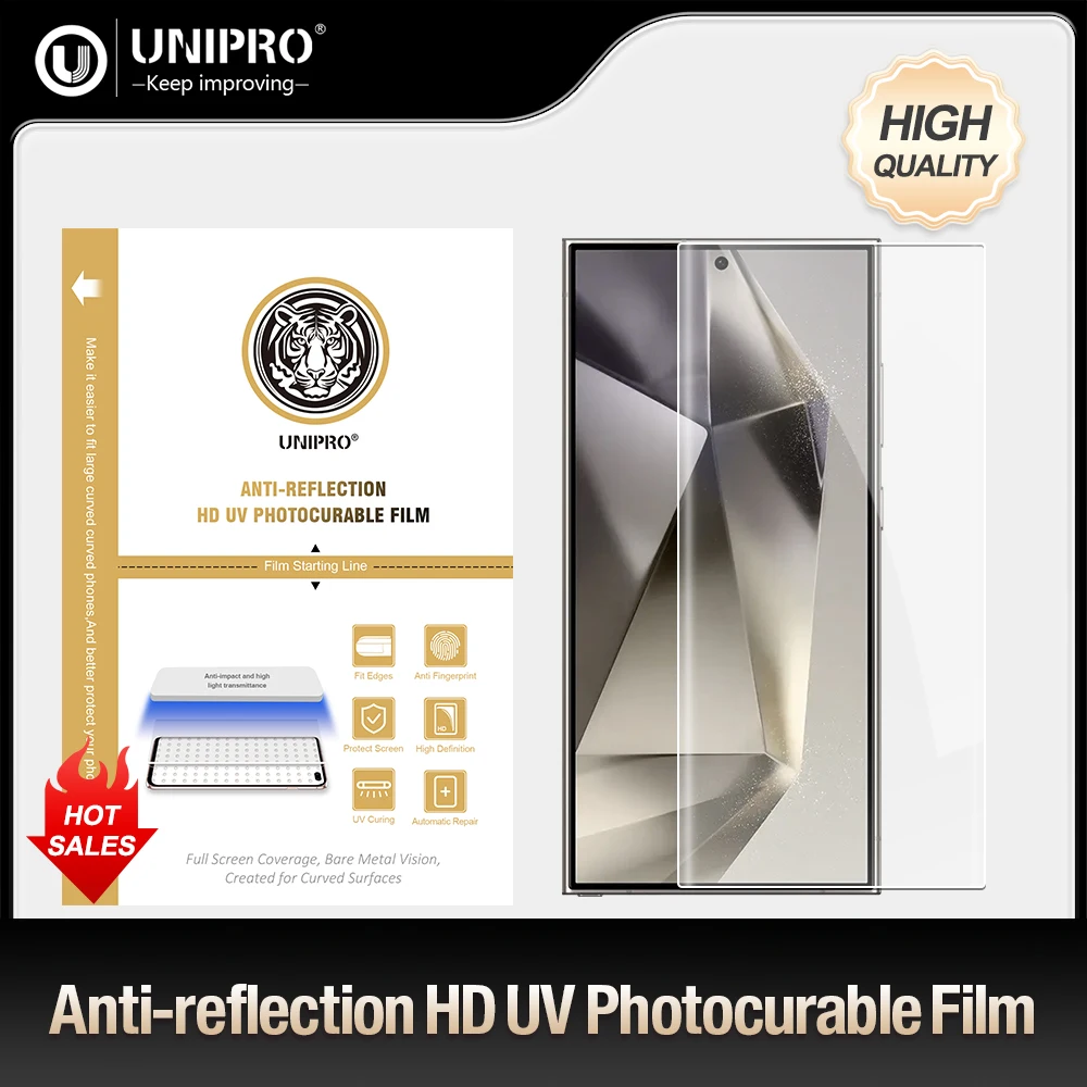 Unipro 50Pcs Hd Soft Uv Curing Hydrogel Film Screen Guard Uv Glass Protector Per Samsung S24Ultra S23Ultra Ca-390 Cutter Machine