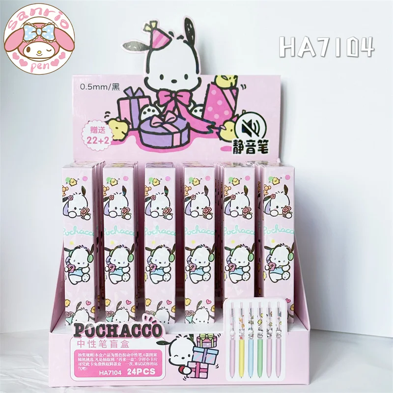 

Гелевые ручки Sanrio 12/24 шт., многофункциональные беззвучные японские Мультяшные гелевые карандаши для сдачи экзаменов, черные, 0,5