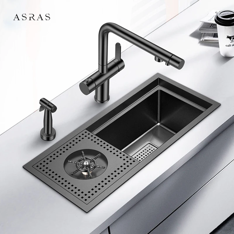 Asras New Nanometer Cup Washer Bar Counter Kitchen Sink 304 Stainless