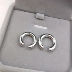 Minimalist Gold Geometric Ear Cuff Earrings (Silver)