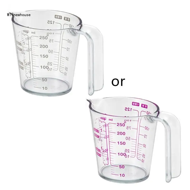 

250/500ml Graduated Clear Plastic Measuring Cup for Jug Pour Spout Liquid Measurement Container Dropship