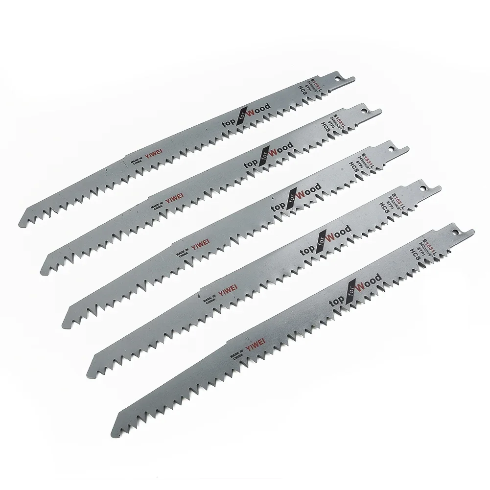 금속 플라스틱 목재 절단용 왕복 톱날, S1531L 고탄소강 직소 블레이드, 전동 공구, 240mm, 5 개