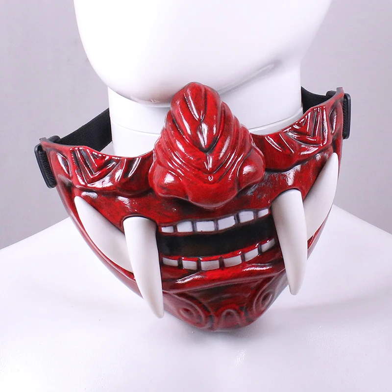 

Japanese Samurai Oni Demon Mask Cosplay Horror Prajna Hannya Evil Killer Thicken Plastic Masks Halloween Party Costume Props