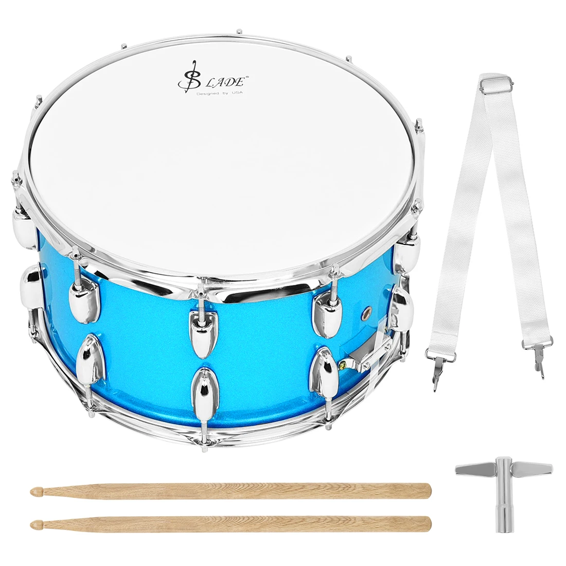SLADE 14x8 Zoll Snare Drum Set Percussion Instrument Drum Set mit Drumsticks Schultergurt Drum Key für Studenten Anfänger – Detail 11