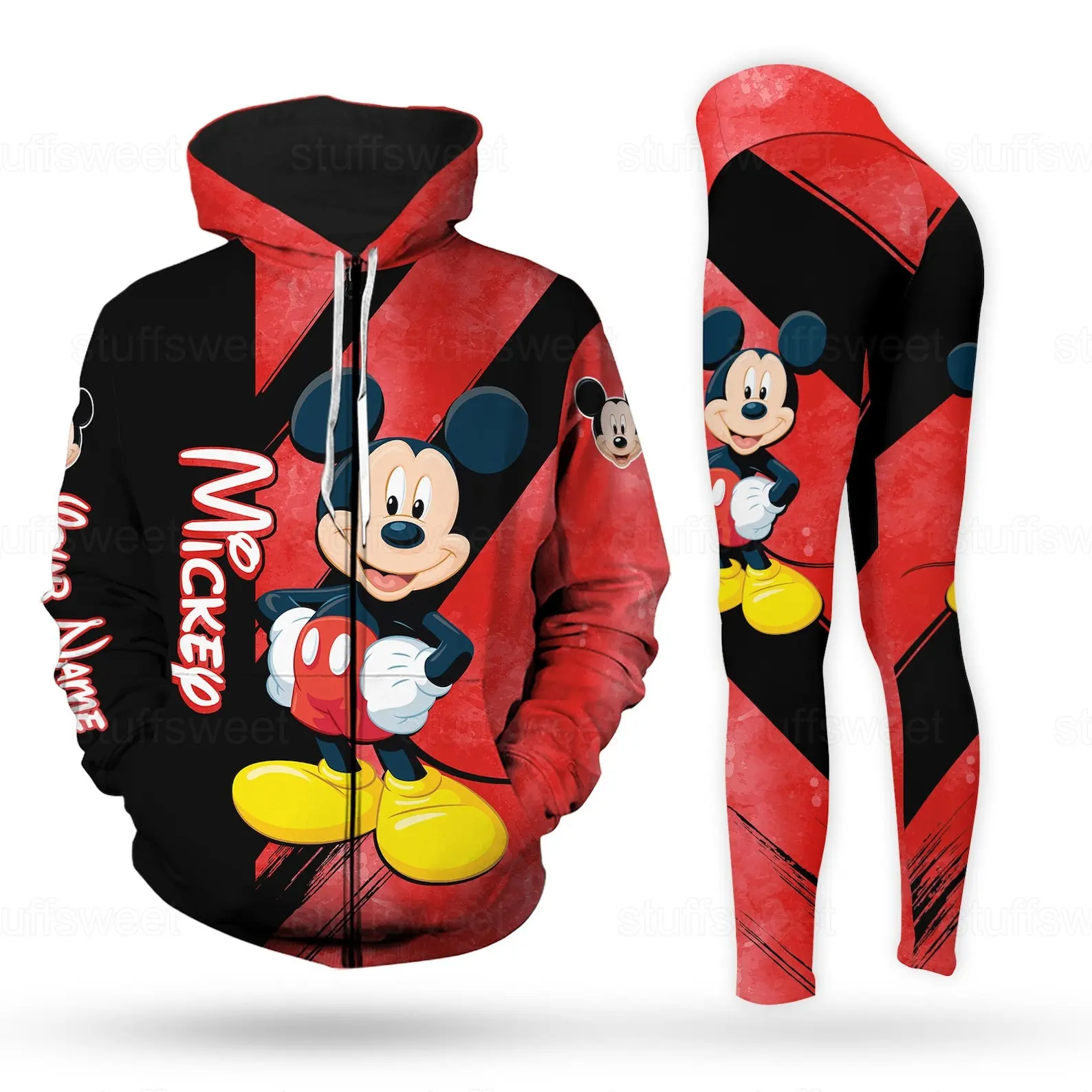 Customize Minnie 3D Hoodie Women's Hoodie Set Mickey Yoga Pants Sweatpants  Women's Disney Yoga Hoodie Leggings Fashion Tracksuit - AliExpress