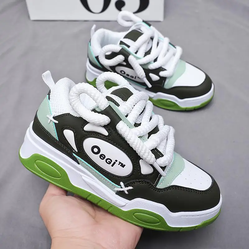 

High-top bread shoes men's spring and fall casual students board shoes teenagers breathable retro trend thick bottom shoes