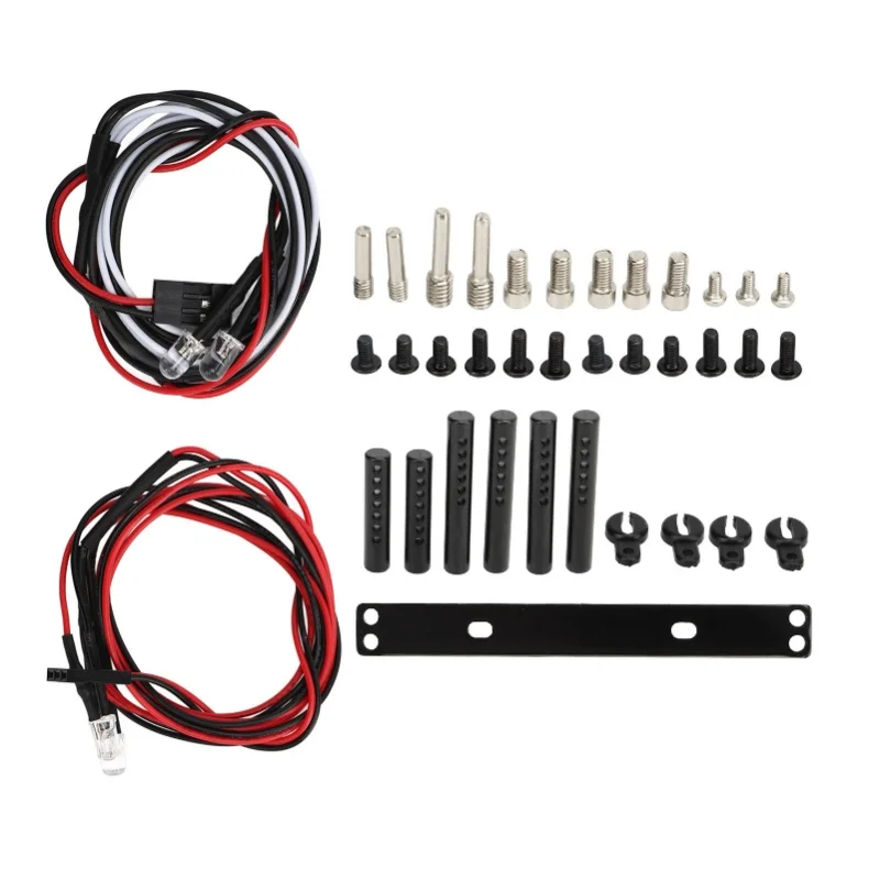 RC 크롤러 범퍼 블랙 프론트 및 리어 범퍼(윈치 마운트 섀클 포함) Axial SCX10 90046 SCX10 III AXI03007용 LED 조명