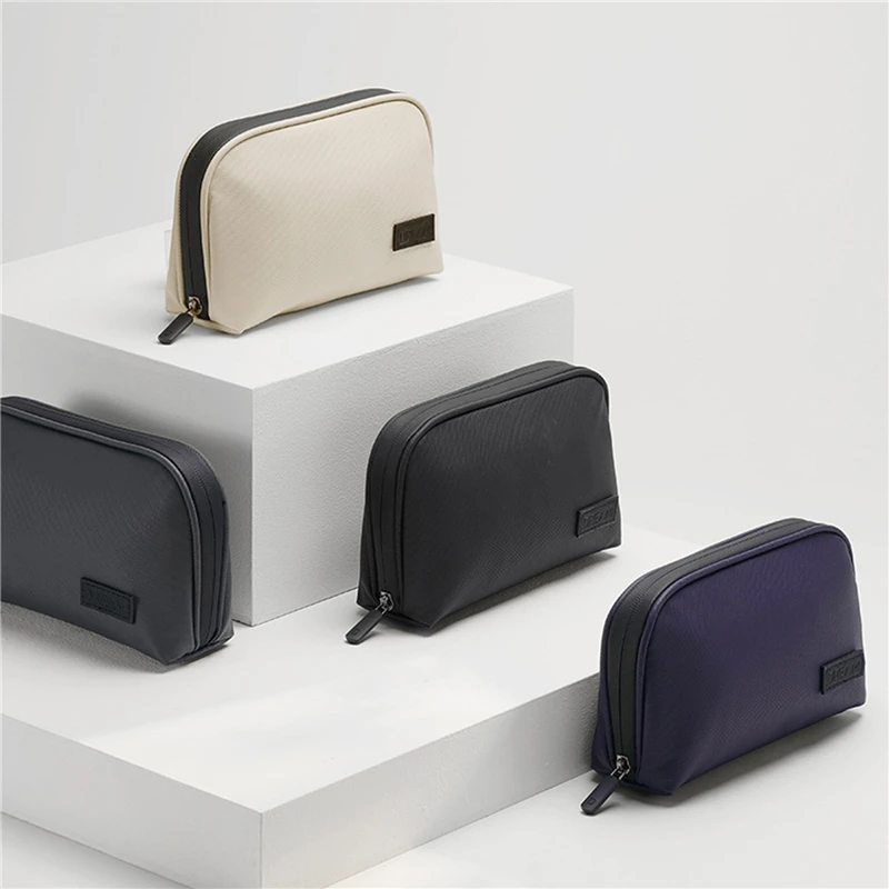 

PU Leather Digital Storage Bag Cosmetic Case Large Capacity Waterproof Storage Bag For Mobile Phone Data Cable Solid Color