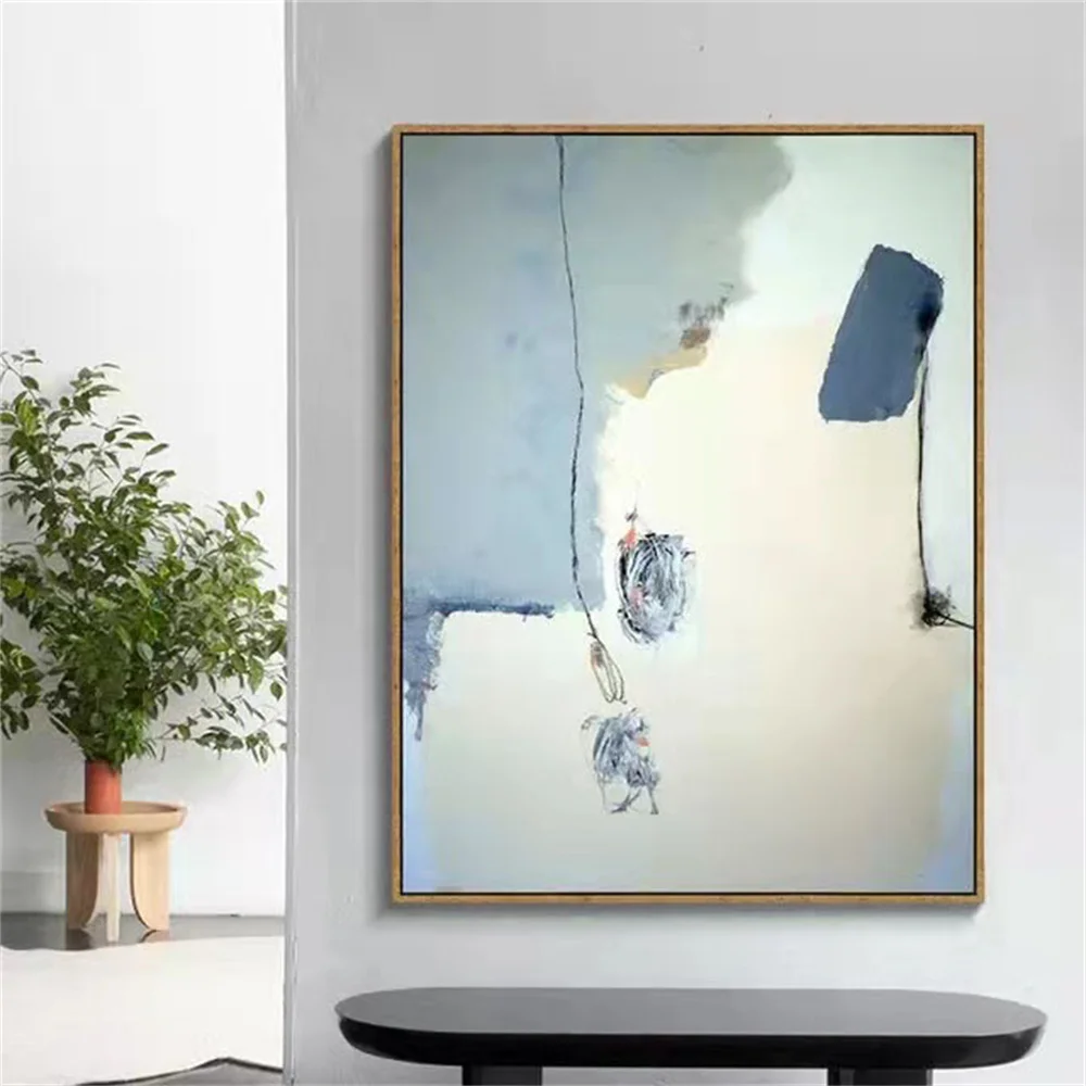 

Pure Hand-Painted Geometric Abstract Canvas Oil Painting Living Room Family Minimalist Study Porch Modern Wall Sticker