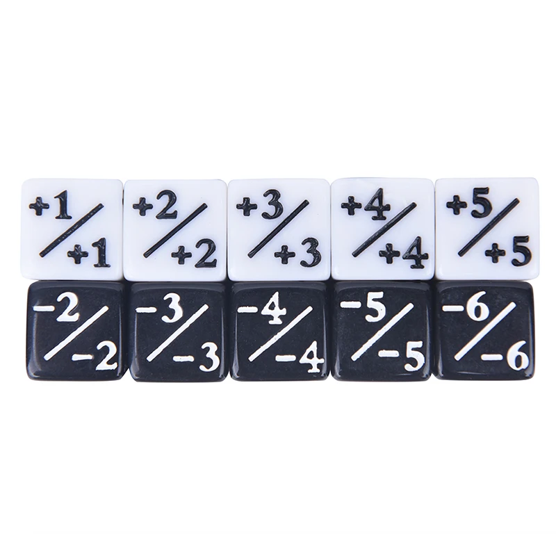 10 Pieces Dice Counters 5 Positive +1/+1 & 5 Negative -1/-1 For Magic The Gathering Table Game