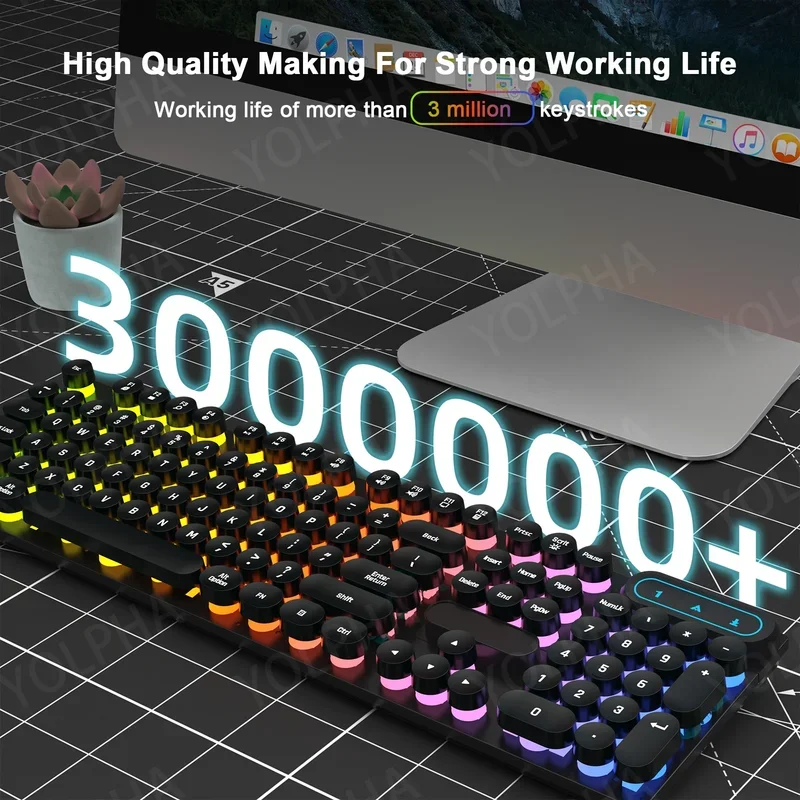 104 Keys Wired Keyboard LED Rainbow Backlight Breathing Light American QWERTY Layout for Computer Laptop PC Gaming mechanical keyboard