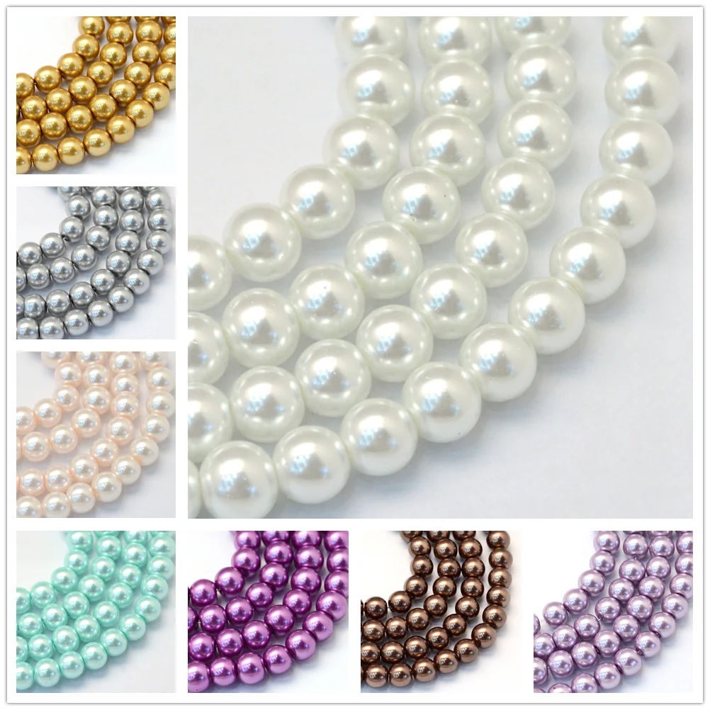 

10 ~ 20 Strand Round Pearl Beads Strands Baking Painted Pearlized Beads 3/4/6/10mm for jewelry making DIY Crafts accessories