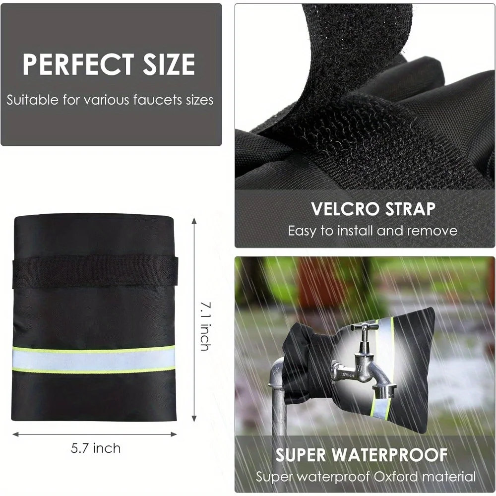 6-piece Winter Antifreeze Faucet Cover with Reflective Strips, Thickened Antifreeze Outdoor Reusable Hose Faucet Cover