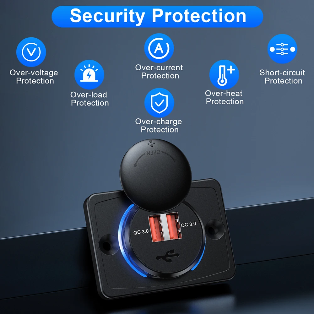 

Зарядное устройство PD 3,0 12-24 В QC 3,0 с двумя USB-портами