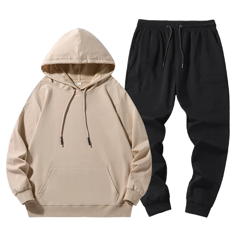 

Autumn New Men's Tracksuit Jogger Sportswear Casual Sweatershirts Sweatpants Streetwear Pullover Solid Color Sports Suit Men Set