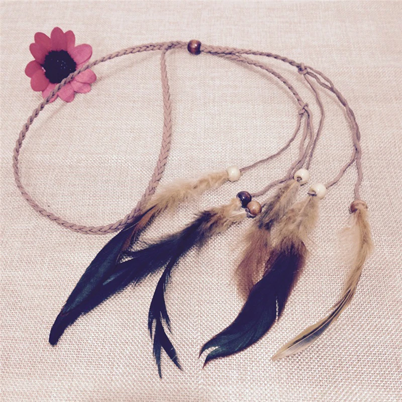 Boho indische Feder Stirnband Kopfschmuck Haar Seil Kopf bedeckung Tribal Hippie Party Haarschmuck