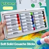Profession Solid Gouache Stick Basic/Macaron Pastels Crayons Painting Kids Drawing Art Supplies Non-Toxic Wax Crayon DELGREEN 6