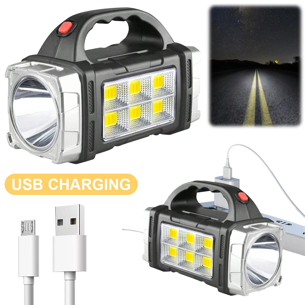 Emergency Camping Lamp USB Rechargeable Strong Light LED Handheld Spotlight IP44 Waterproof Camping Lantern for Hiking Adventure