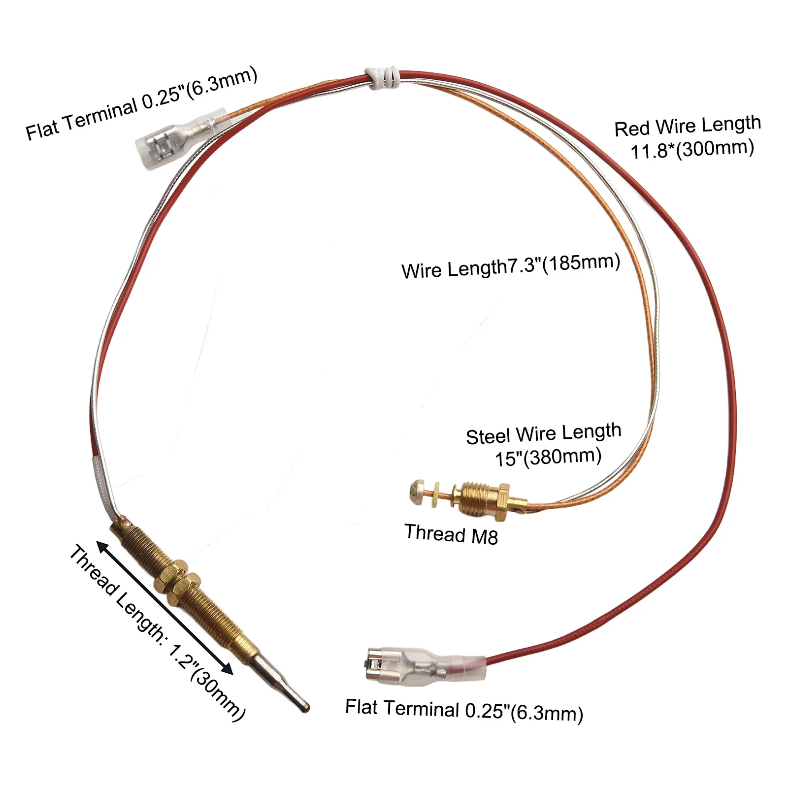 400/600mm Common Thermocouple Patio Heater Head Thread Thermocouple Gas Heater For BBQ Grill Fire Fireplace Hose